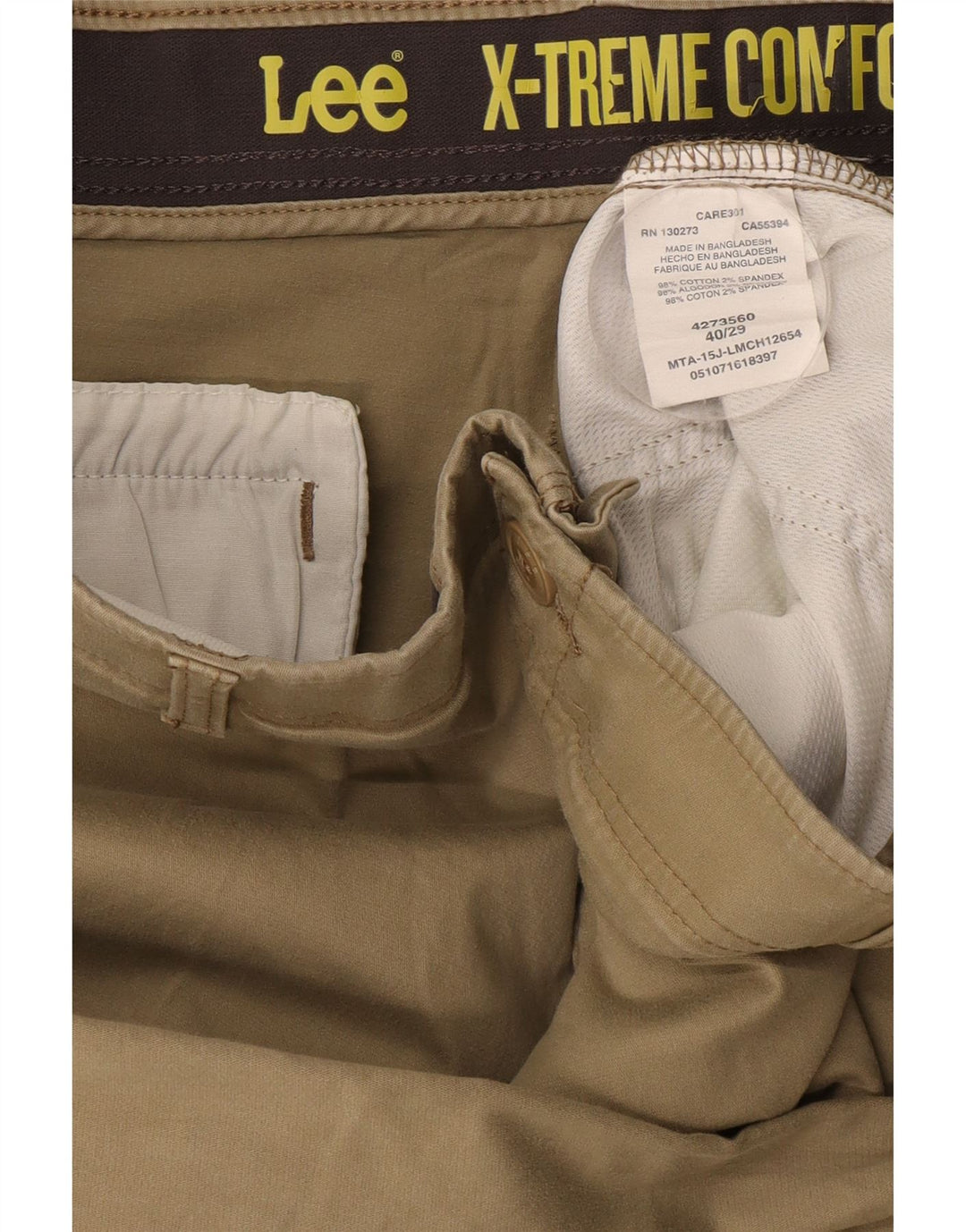 LEE Pantalones chinos rectos X-treme Comfort para hombre W40 L29 Algodón beige