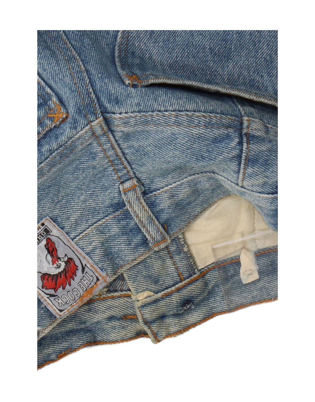 VINTAGE Falda vaquera de cintura alta para mujer IT 42 Medio W24 Azul