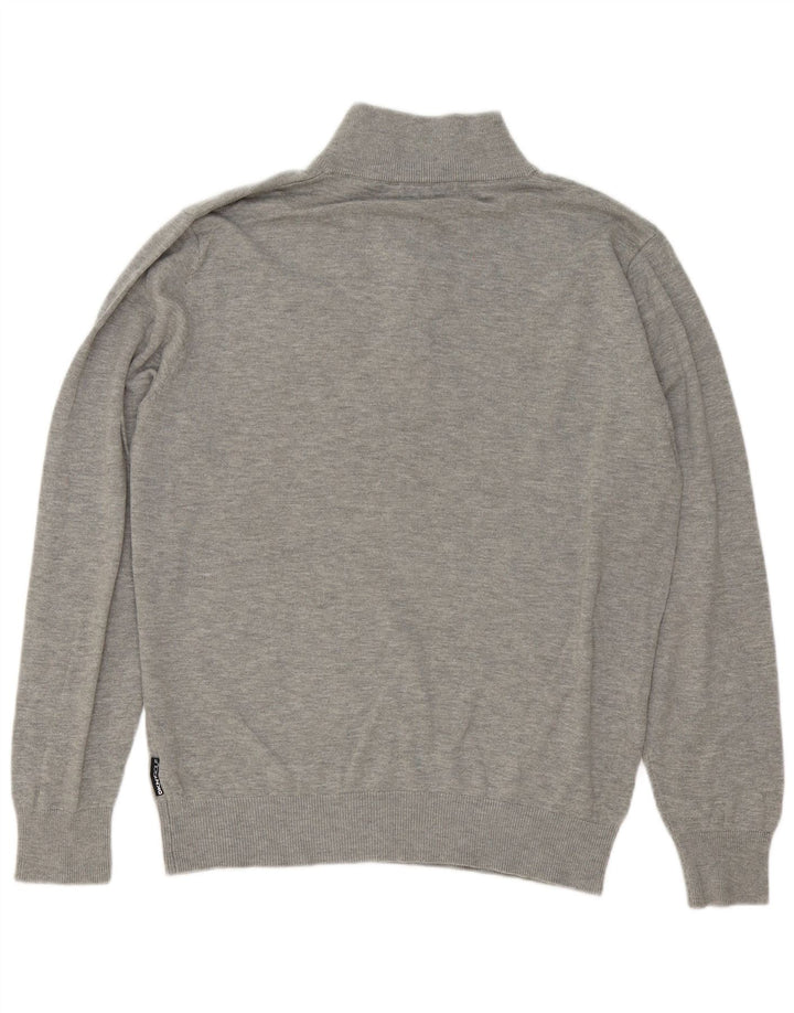 Dkny Jersey con cuello y cremallera para hombre de algodón moteado gris grande