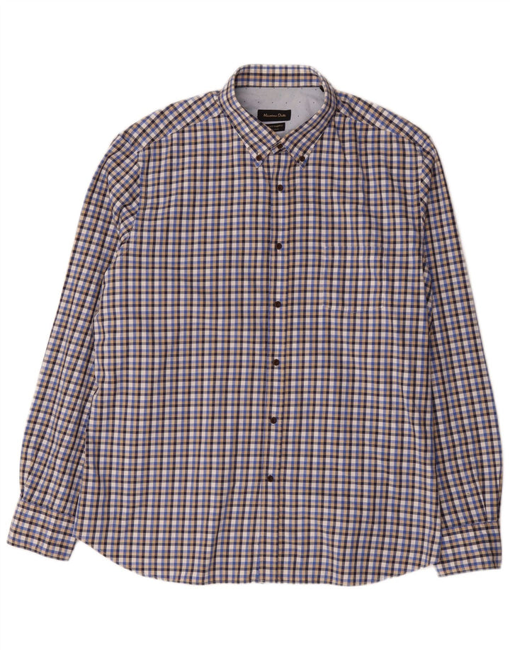 Camisa Hombre Massimo Dutti 2XL Cuadros Azul