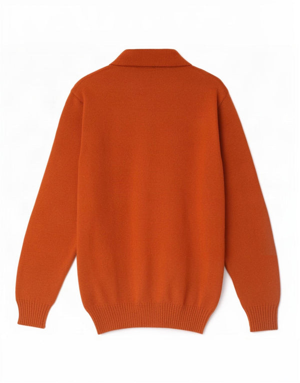 Vintage hombres polo cuello jersey suéter IT 50 medio marrón rayas