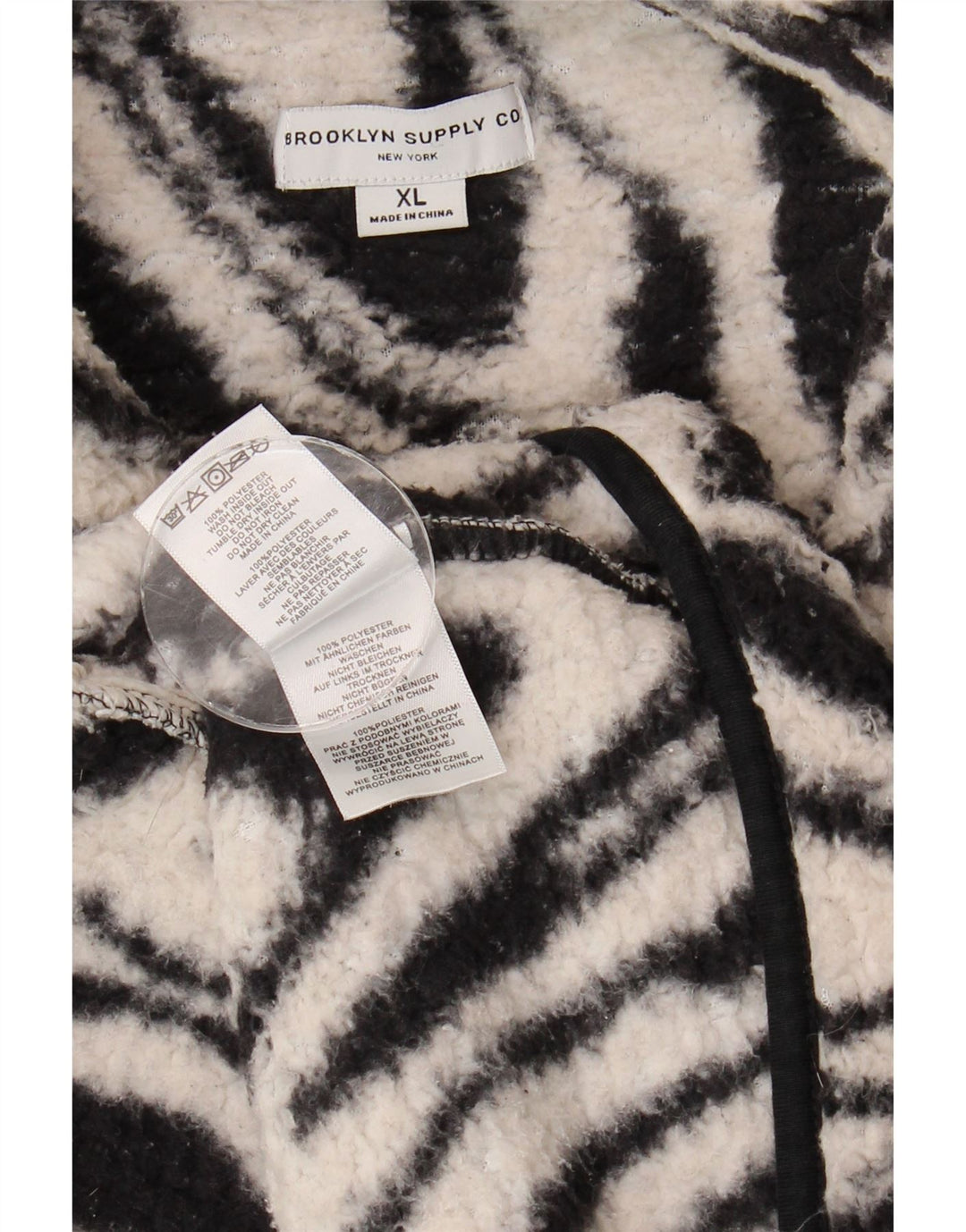 Vintage mujeres patrón abstracto chaqueta de lana de gran tamaño Reino Unido 18 XL negro