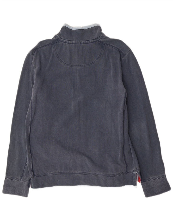 Sudadera con capucha y cuello con cremallera para hombre Fat Face Jersey de algodón azul marino mediano