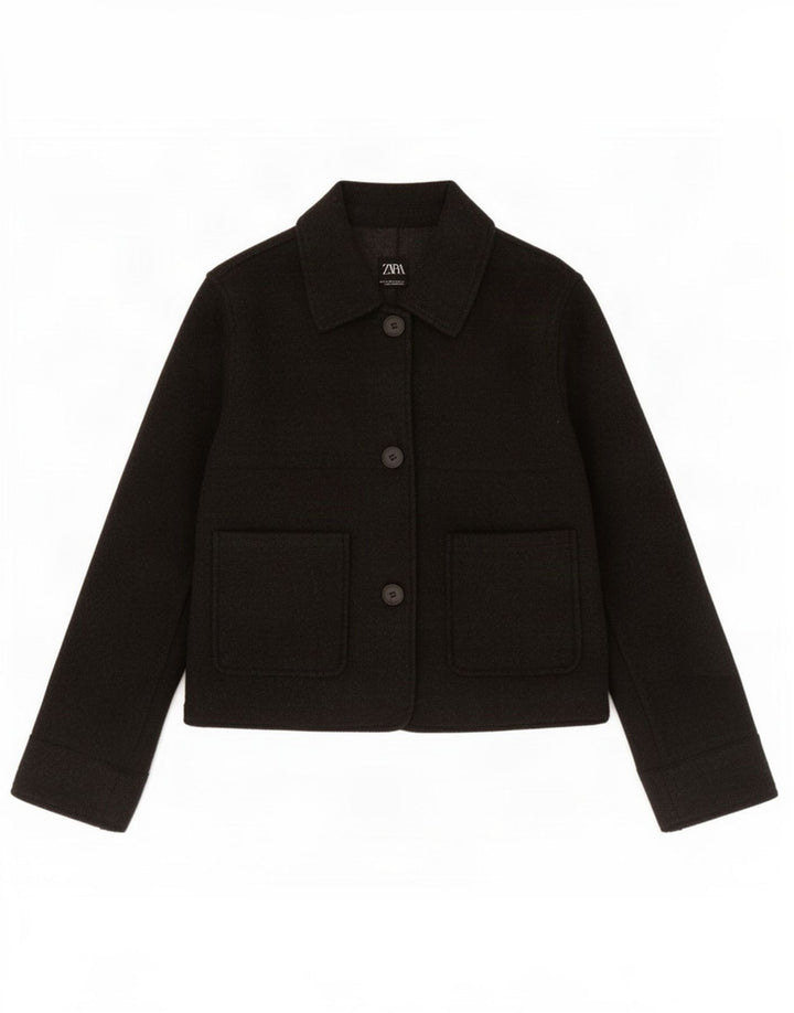 Zara Mujer Chaqueta Blazer De 3 Botones UK 6 XS Poliéster Gris