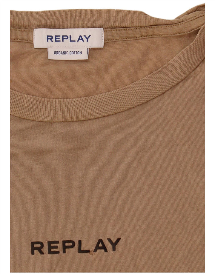 Replay Camiseta Hombre Top Large Beige Algodón