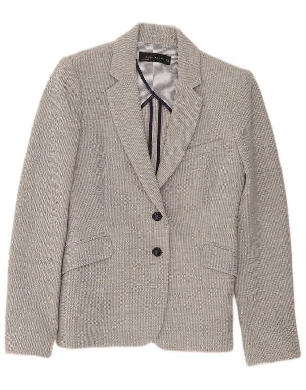 Zara Chaqueta Blazer De 2 Botones para Mujer UK 10 Small Gris Viscosa