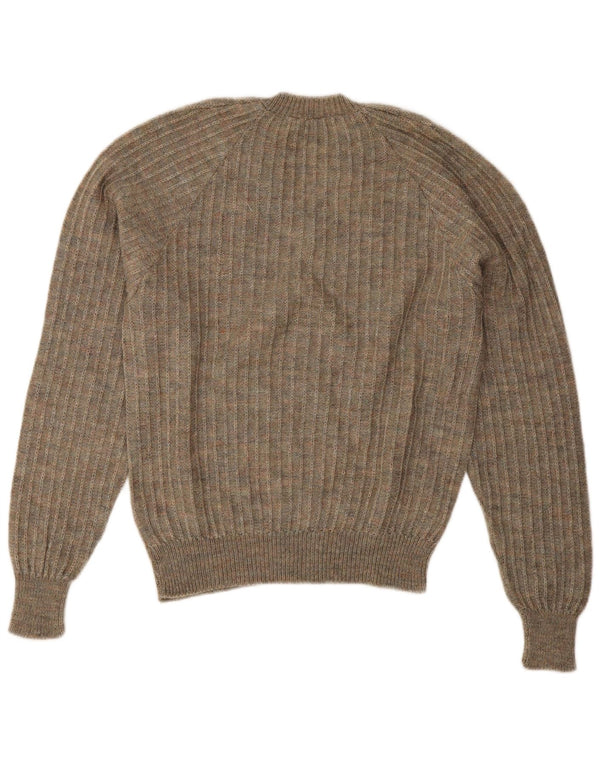 Vintage mujer V-cuello jumper suéter Reino Unido 18 XL Khaki Flecked