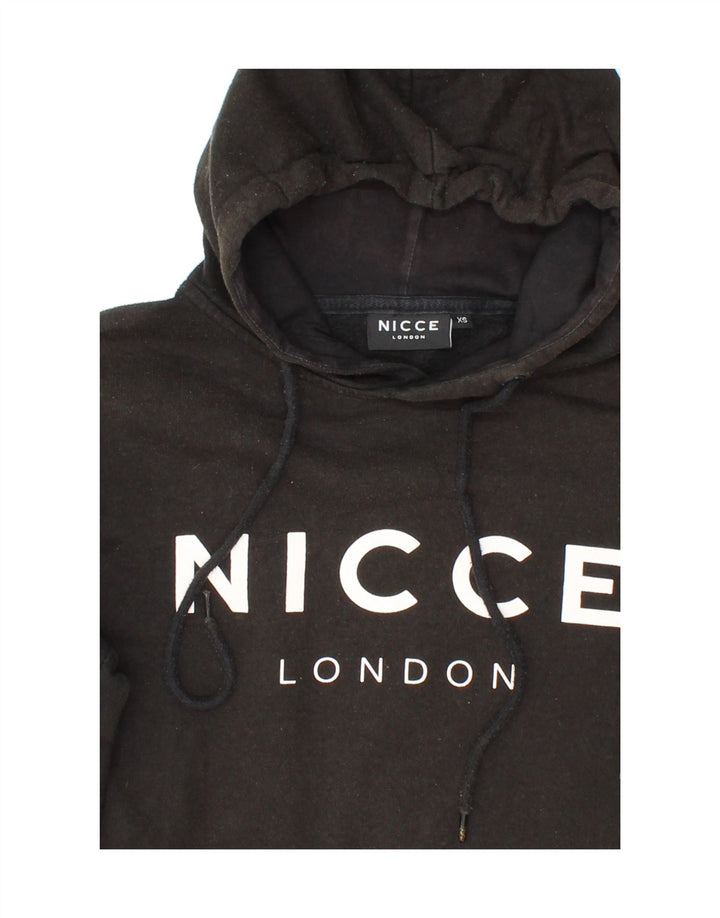 NICCE Mens Graphic Hoodie Jumper  XS Black Vintage Nicce and Second-Hand Nicce from Messina Hembry 