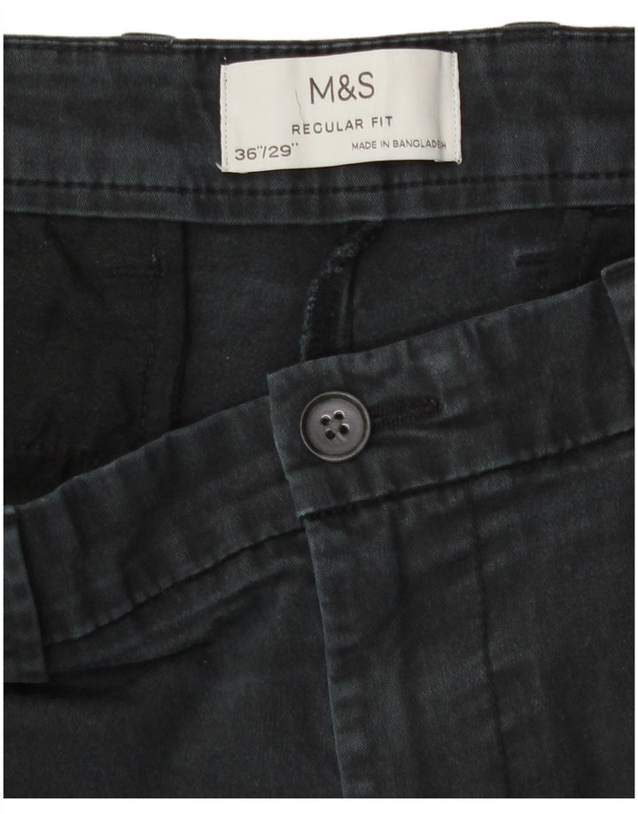Marks & Spencer Pantalones chinos rectos de corte regular para hombre W36 L29 Gris