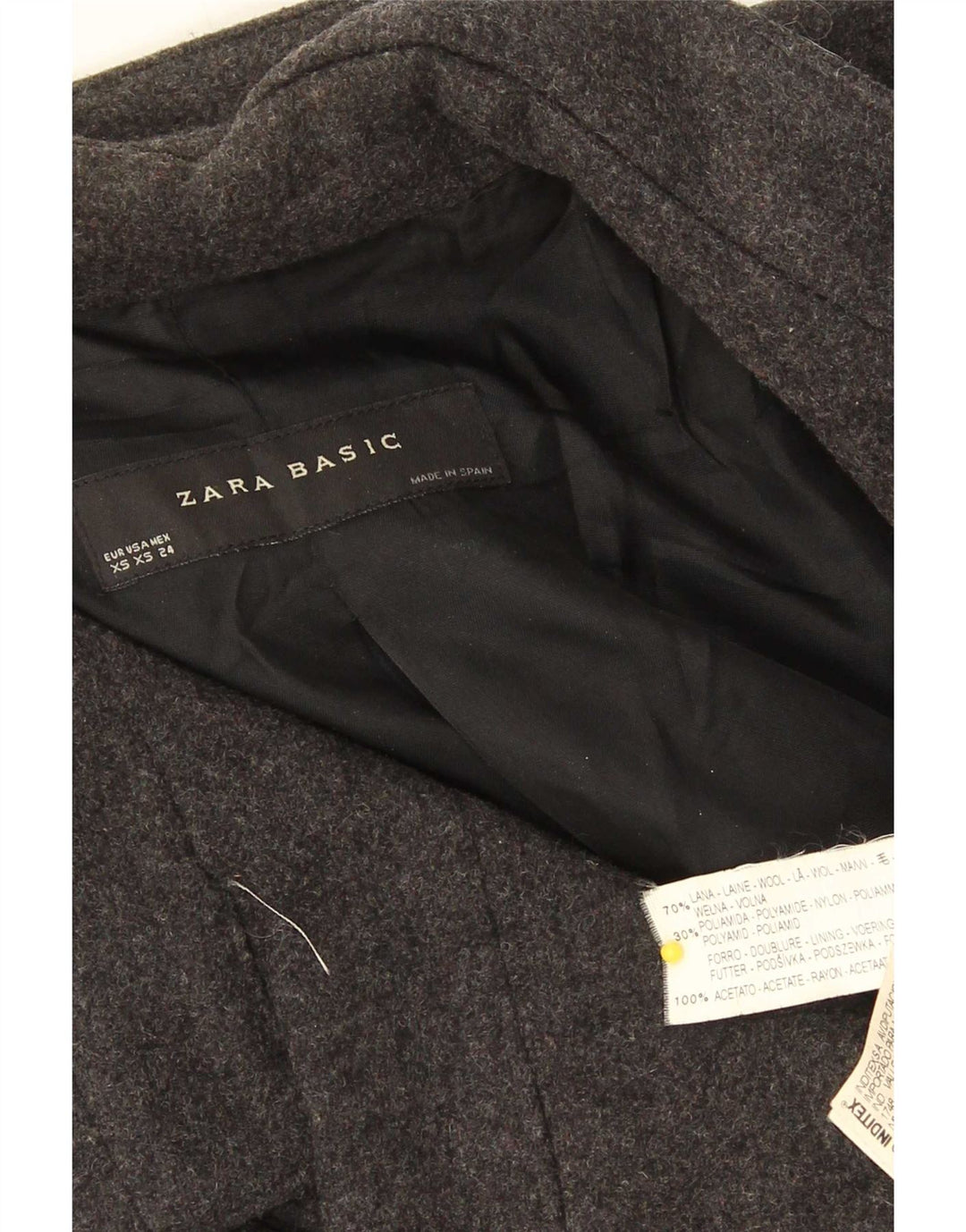 Zara Mujer Chaquetón UK 6 XS Lana Negra