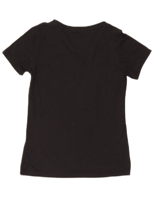 NIKE Camiseta gráfica de corte atlético para mujer UK 10 Small Poliéster negro