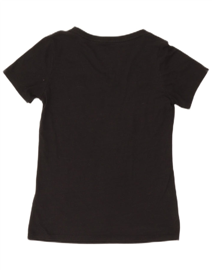 NIKE Camiseta gráfica de corte atlético para mujer UK 10 Small Poliéster negro