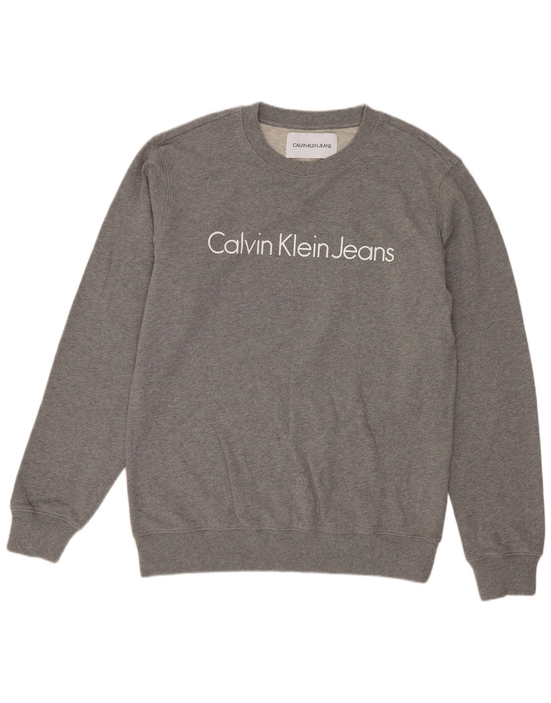 Calvin Klein Jeans Hombre Sudadera Gráfica Jumper Algodón Gris Medio