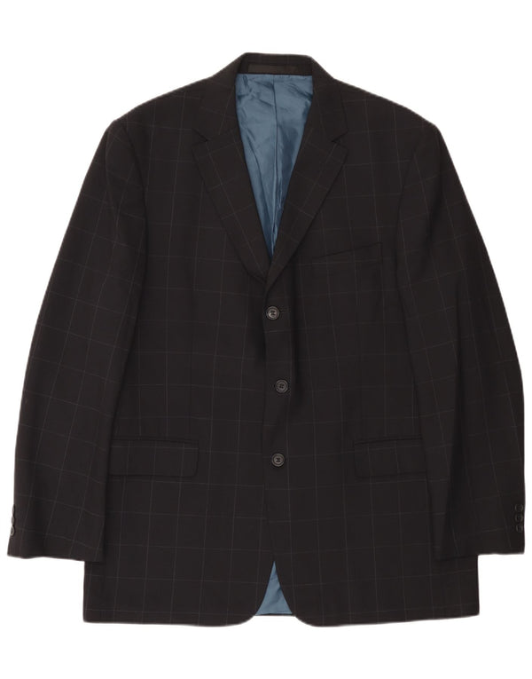 Marks & Spencer Chaqueta tipo blazer de 3 botones para hombre UK 42 Large Navy Blue Check