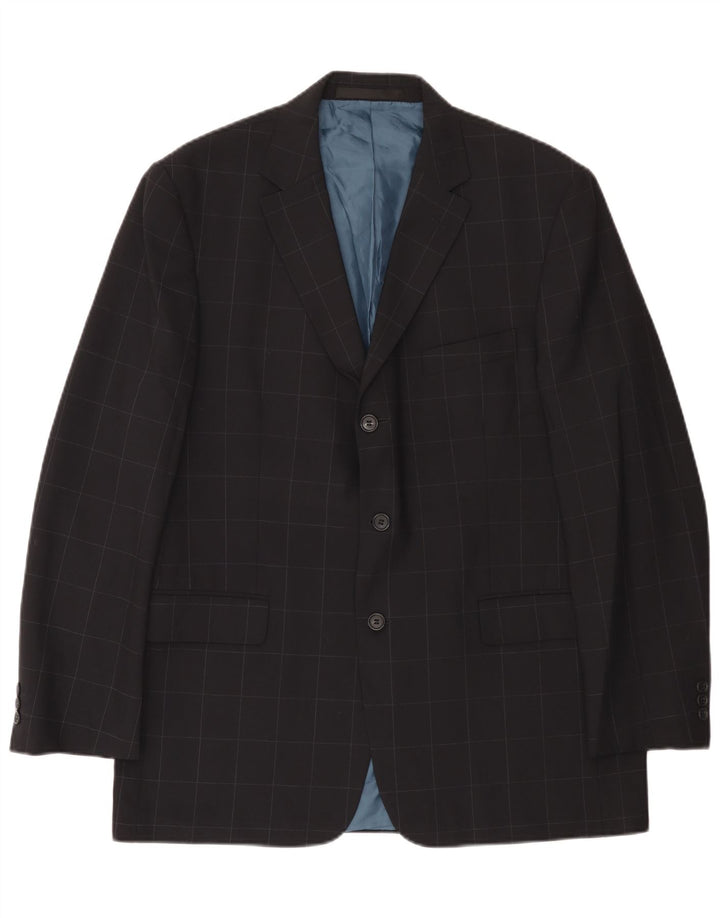 Marks & Spencer Chaqueta tipo blazer de 3 botones para hombre UK 42 Large Navy Blue Check