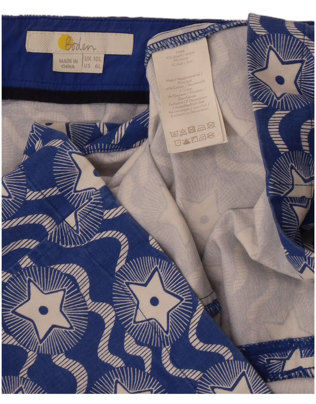 Falda recta con estampado abstracto para mujer de Boden UK 10 Small W30 Algodón azul