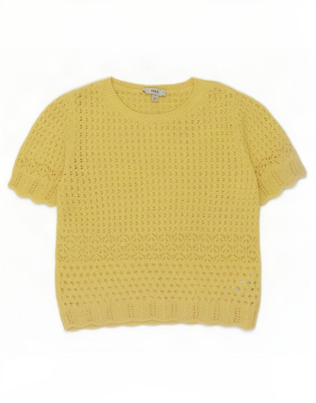 Marks & Spencer Blusa de crochet para mujer Top UK 12 Poliéster amarillo medio