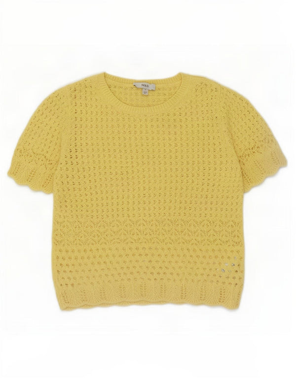 Marks & Spencer Blusa de crochet para mujer Top UK 12 Poliéster amarillo medio