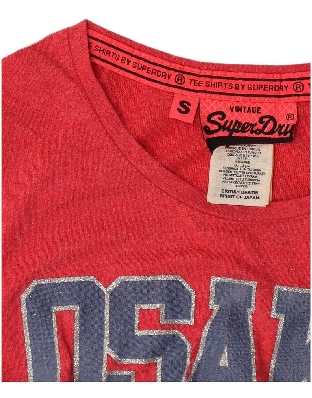 Superdry Camiseta gráfica Osaka para mujer Top UK 10 Small Pink Cotton