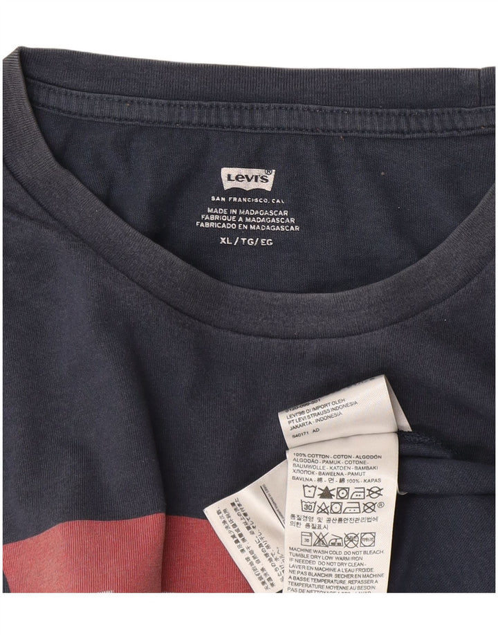 Levi's Hombre Camiseta Gráfica Top XL Algodón Azul Marino