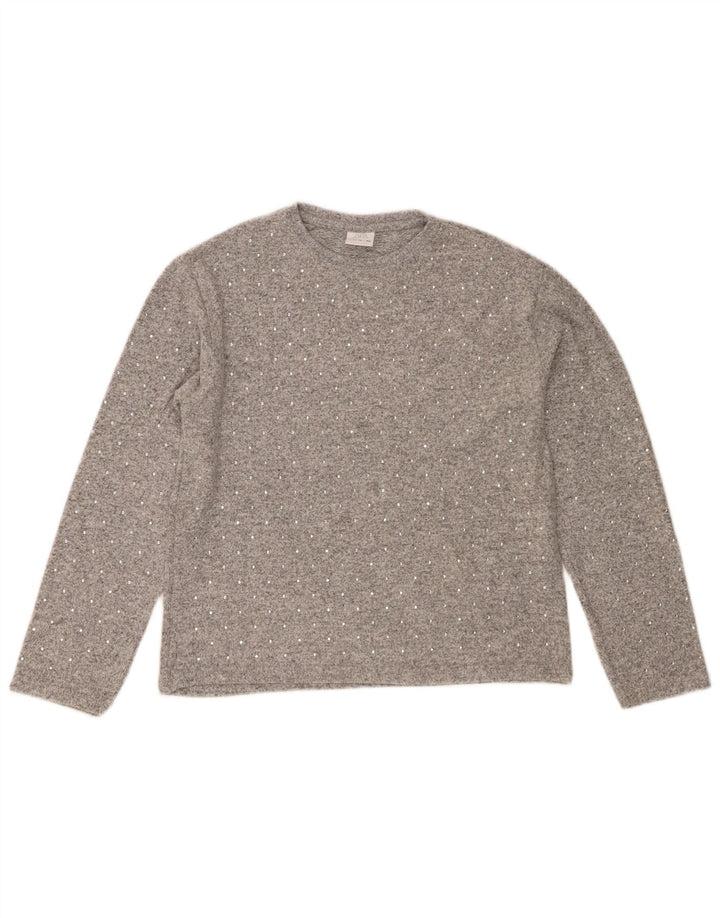 Zara Jersey Niña Cuello Redondo 11-12 Años Gris Poliéster
