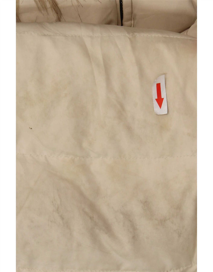 Zara Mujer Abrigo Acolchado UK 44 Grande Poliéster Blanco Roto
