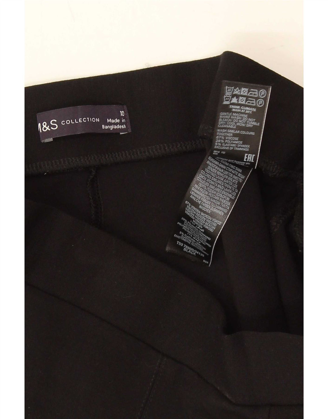 Marks & Spencer Leggings para mujer UK 10 Small Viscosa negra