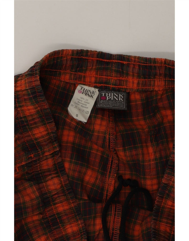 Think Pink Pantalones De Chándal Con Gráficos Para Hombre De Algodón A Cuadros Naranja Pequeños