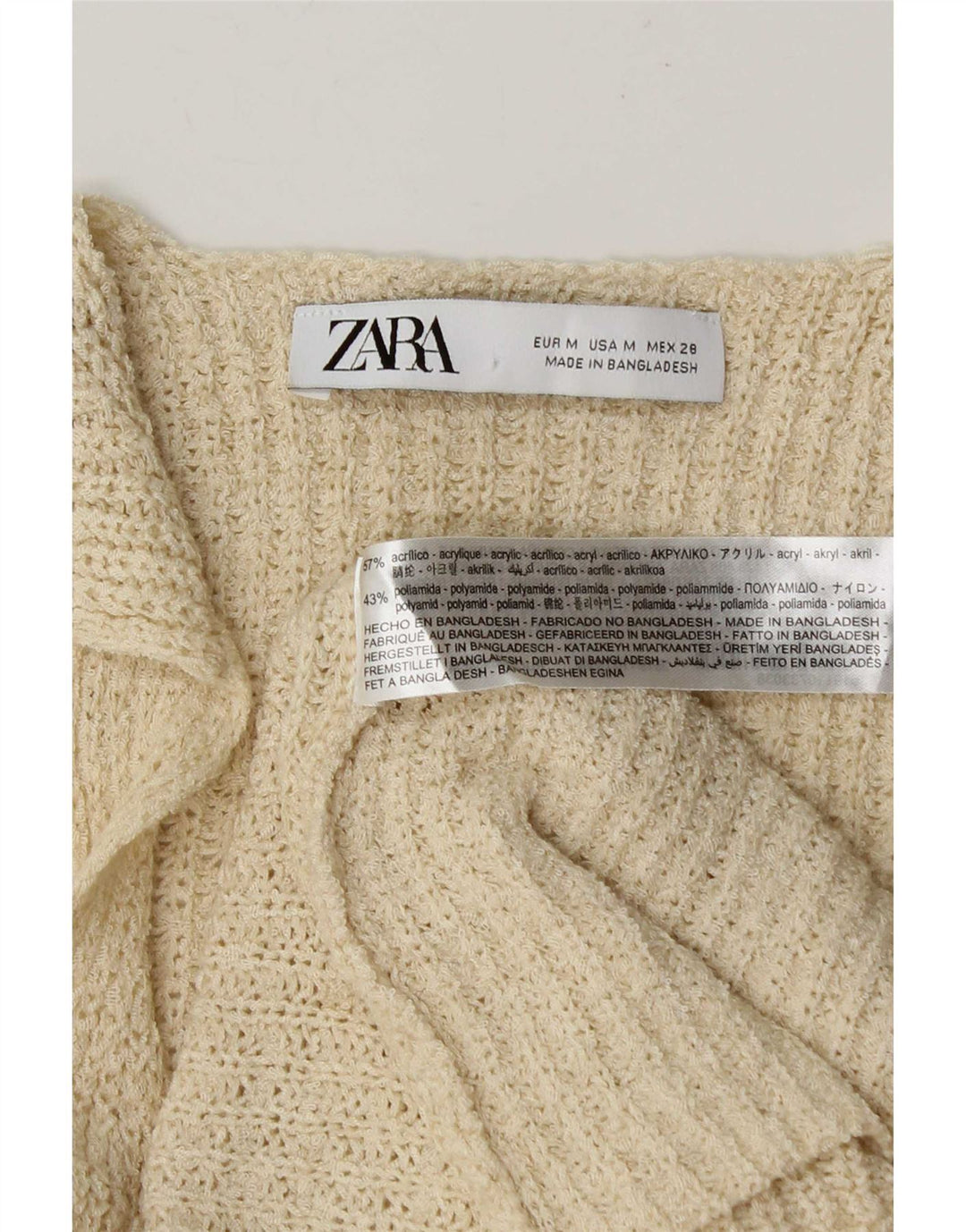 Zara Mujer Chaleco Tank Top Reino Unido 12 Medio Beige Acrílico