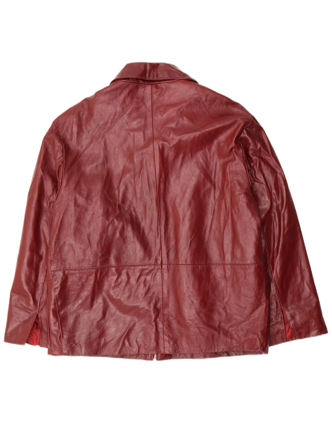 VINTAGE Chaqueta de cuero para mujer Reino Unido 18 XL Borgoña