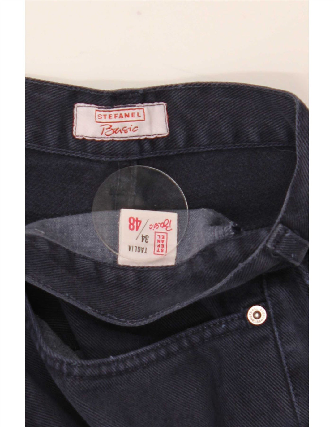 Stefanel Jeans rectos para hombre IT 48 Medium W34 L34 Algodón azul marino