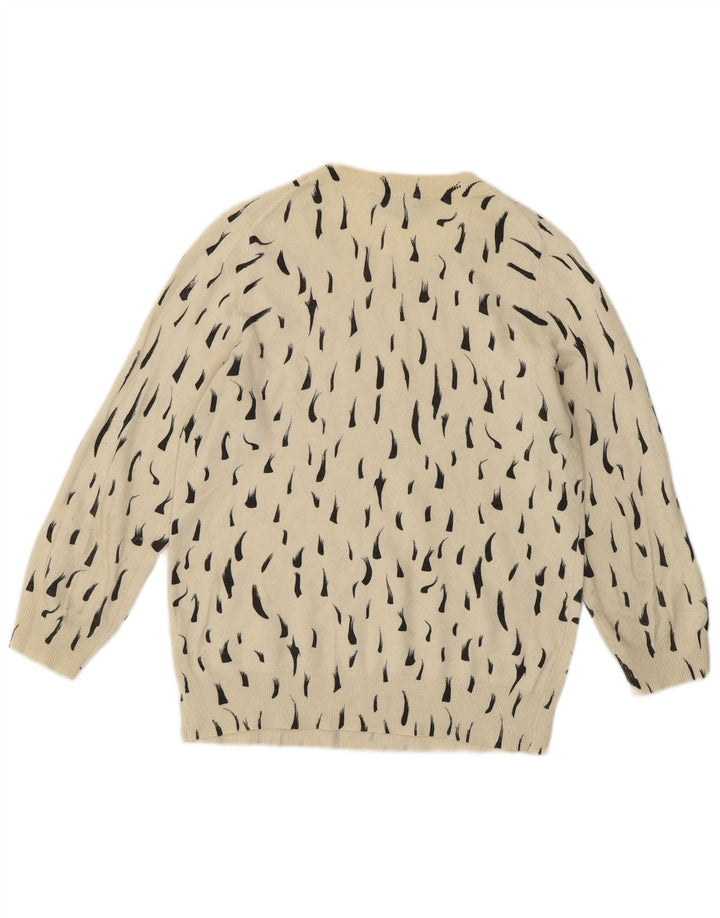 Jaeger Jersey de cuello redondo para mujer UK 8 Small Off White Spotted Cotton