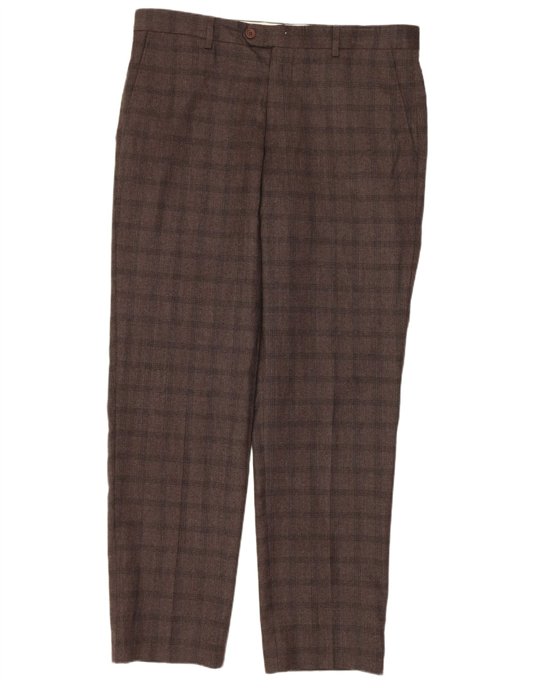 MARKS & SPENCER Pantalones de traje entallados para hombre W34 L31 Cuadros marrones