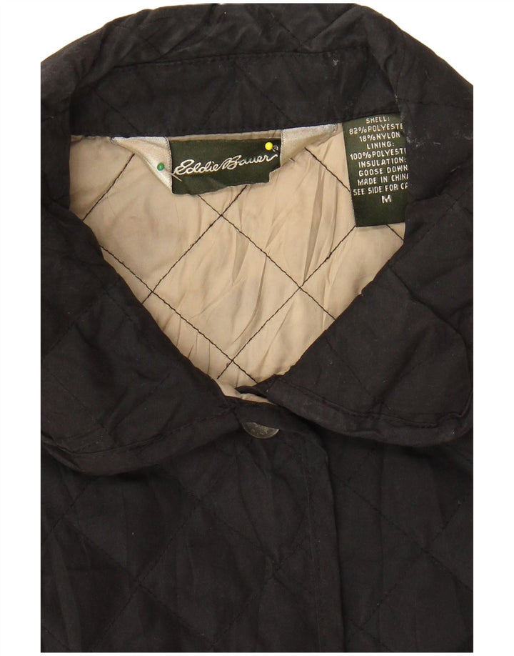 EDDIE BAUER Chaqueta acolchada para mujer UK 12 Mediana Poliéster negro