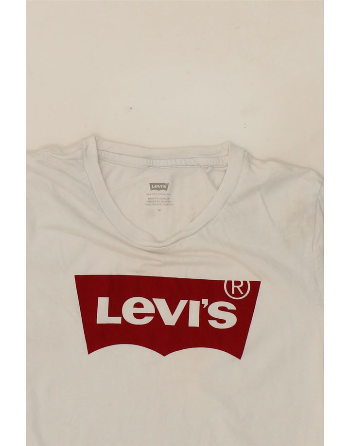 LEVI'S Womens Graphic T-Shirt Top UK 12 Medium White Cotton Vintage Levi's and Second-Hand Levi's from Messina Hembry 