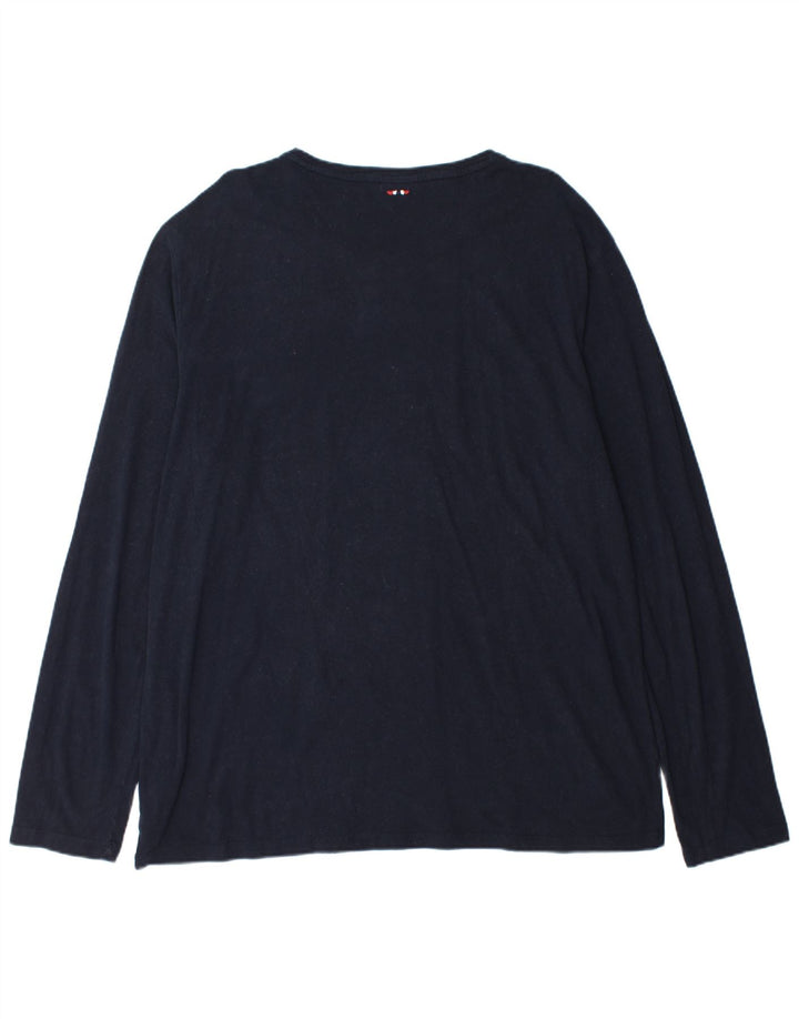 NAPAPIJRI Camiseta con gráfico geográfico para hombre Manga larga 3XL Algodón azul marino