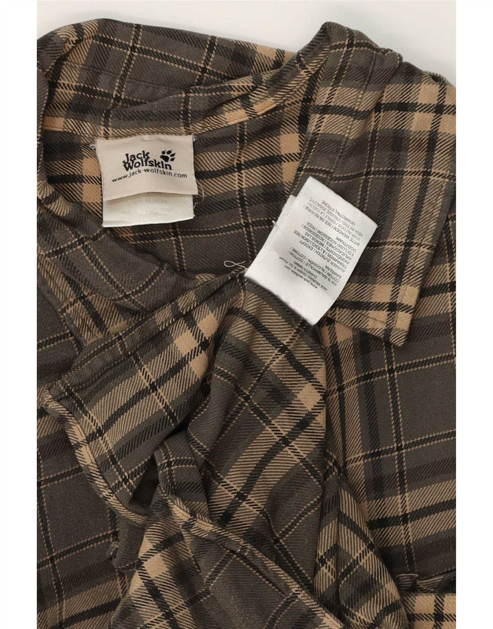 Jack Wolfskin Camisa de franela para hombre XL Algodón a cuadros gris