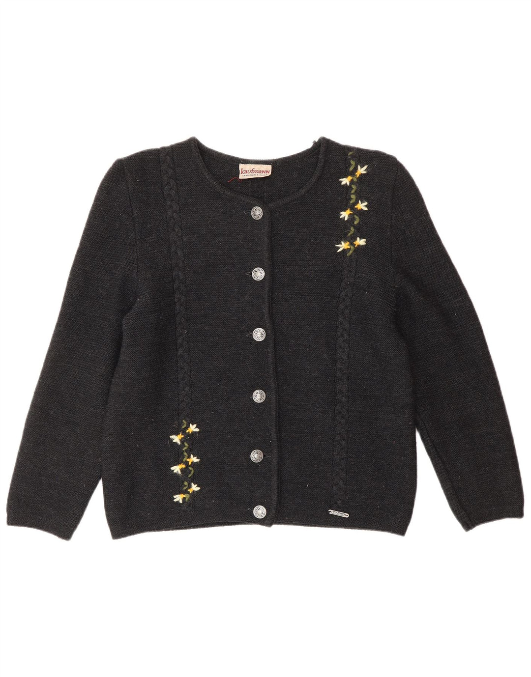 KAUFMANN Cárdigan para mujer IT 44 Lana floral gris medio