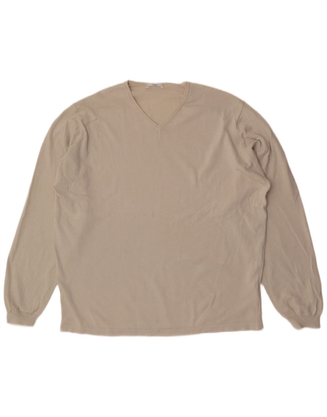 Marks & Spencer Hombre Top Manga Larga XL Algodón Beige