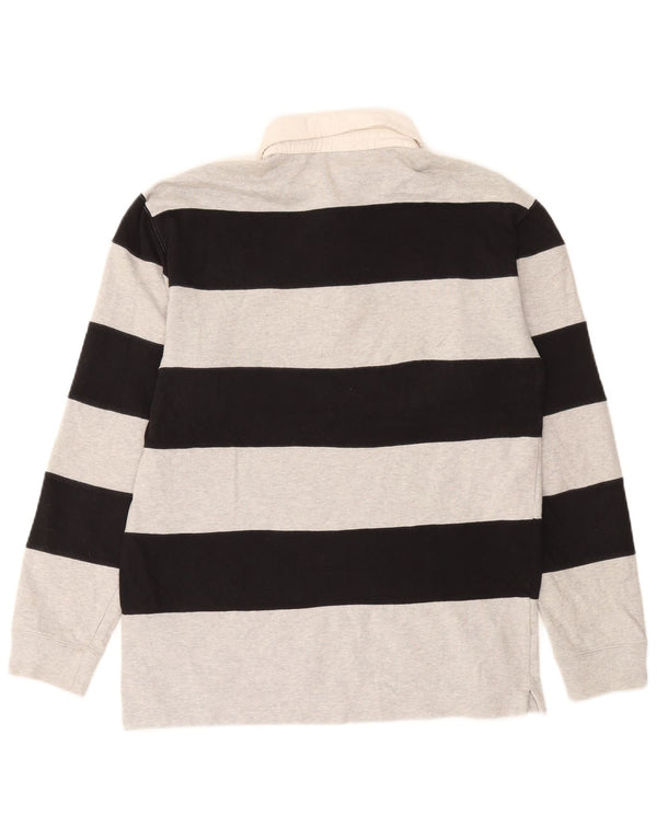 Champion Polo De Rugby De Manga Larga Para Hombre De Algodón A Rayas Gris Medio