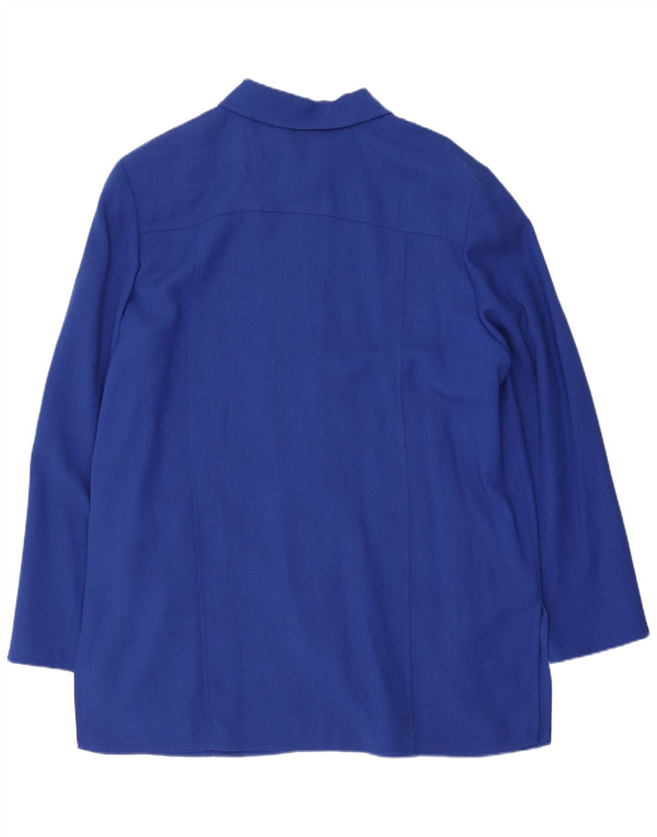 Chaqueta blazer vintage de 5 botones para mujer IT 48 XL Lana virgen azul