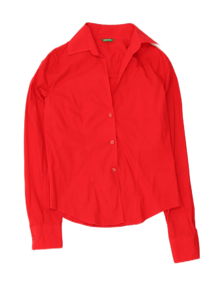 Benetton Blusa Camisera Mujer ES 42 Mediano Rojo