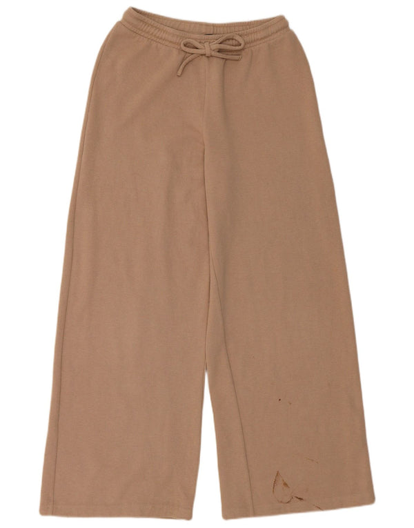 Zara Mujer Pantalones De Chándal De Pernera Ancha UK 42 Algodón Beige Medio