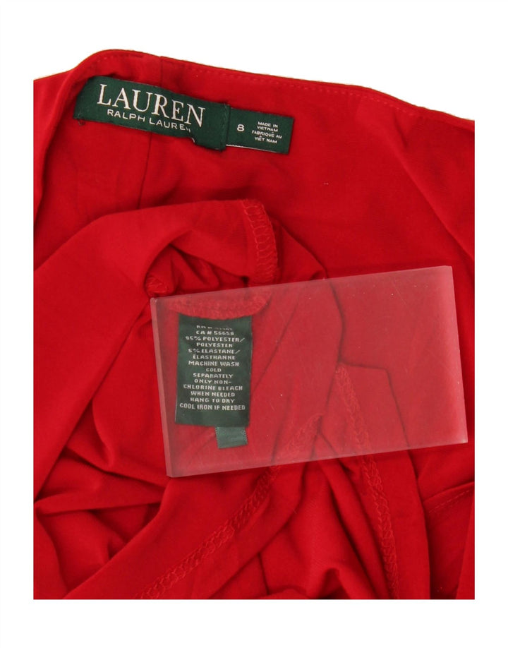 RALPH LAUREN Womens Sleeveless Bodycon Dress US 8 Medium Red Polyester Vintage Ralph Lauren and Second-Hand Ralph Lauren from Messina Hembry 