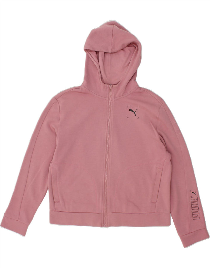 PUMA Womens Graphic Zip Hoodie Sweater UK 10 Small Pink Polyester Vintage Puma and Second-Hand Puma from Messina Hembry 
