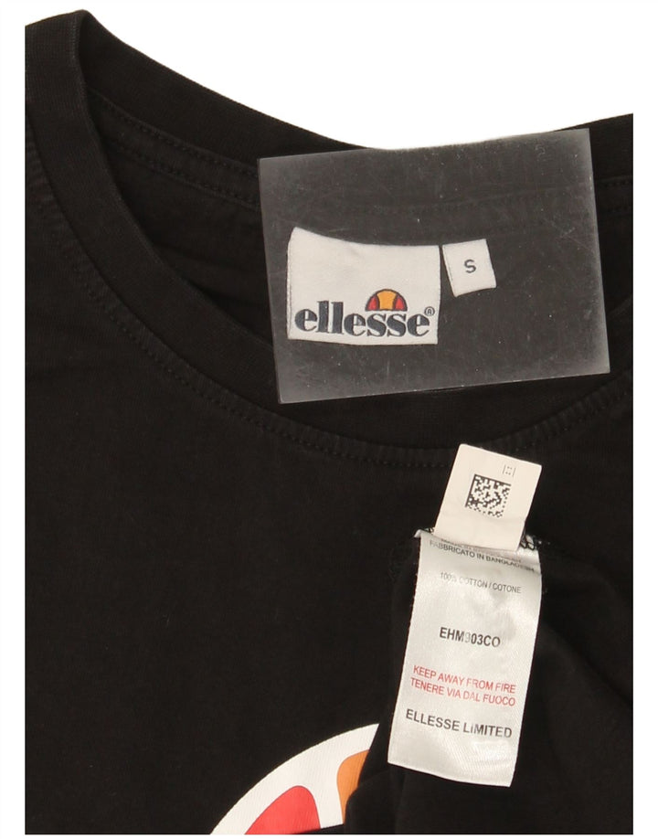 Ellesse - Camiseta gráfica para hombre, talla pequeña, algodón negro