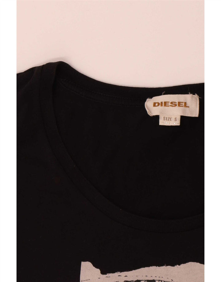 Diesel Mujer Camiseta Gráfica Top UK 10 Small Negro