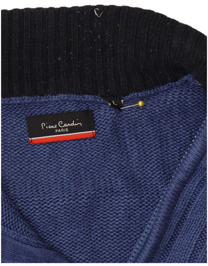 Pierre Cardin - Jersey con cuello y cremallera para hombre, talla grande, color azul