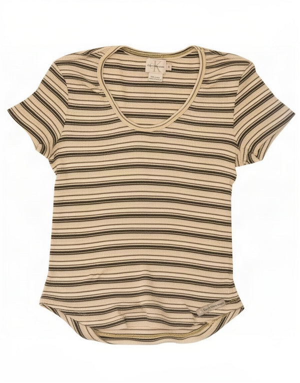 Calvin Klein Jeans Camiseta para Mujer Top UK 8 Small Multicolor Rayas