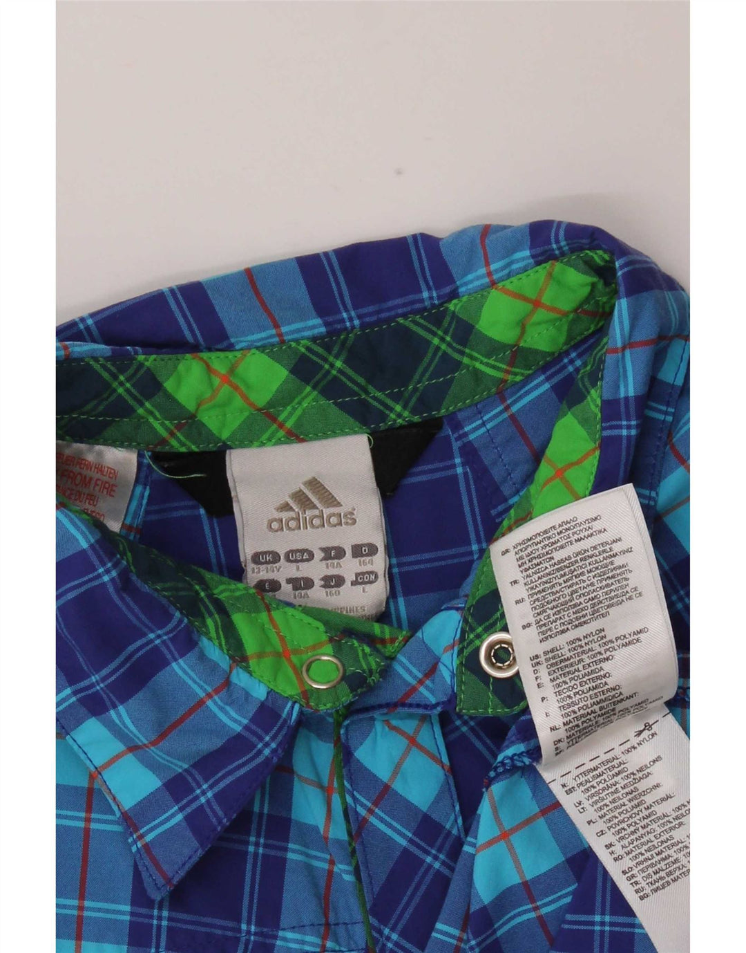 Adidas Camiseta Manga Corta Niño 13-14 Años Azul Cuadros Nylon